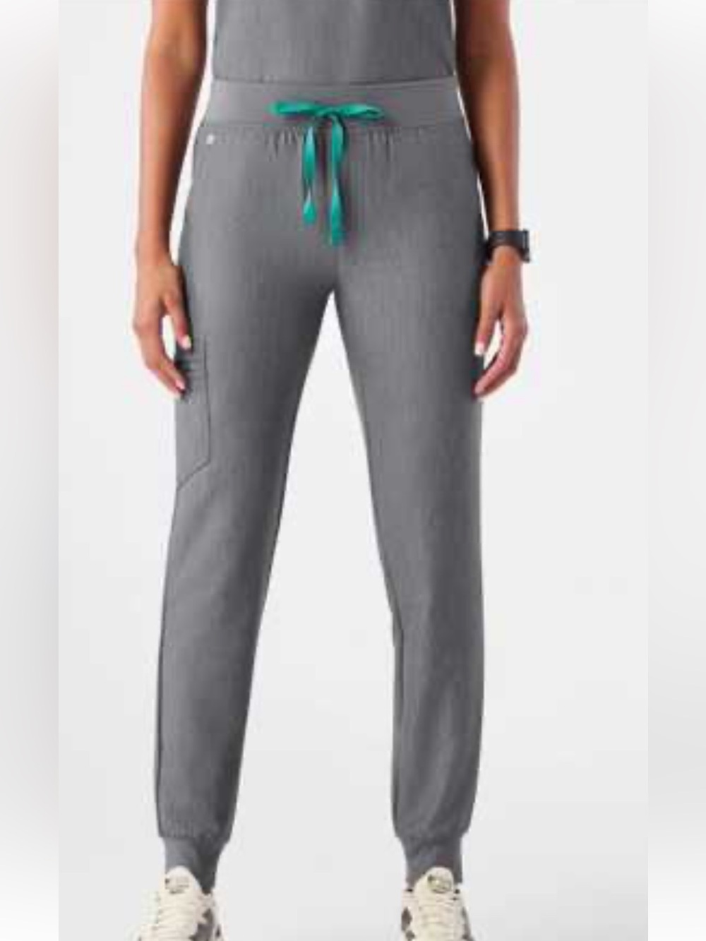 Figs Gray Jogger Pants with‎ Teal Drawstring women size mp
